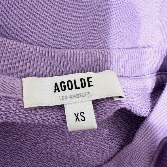 Agolde Thora Balloon Sleeve Cotton Terry Crew Neck Pullover Sweatshirt Purple XS - Picture 2 of 4
